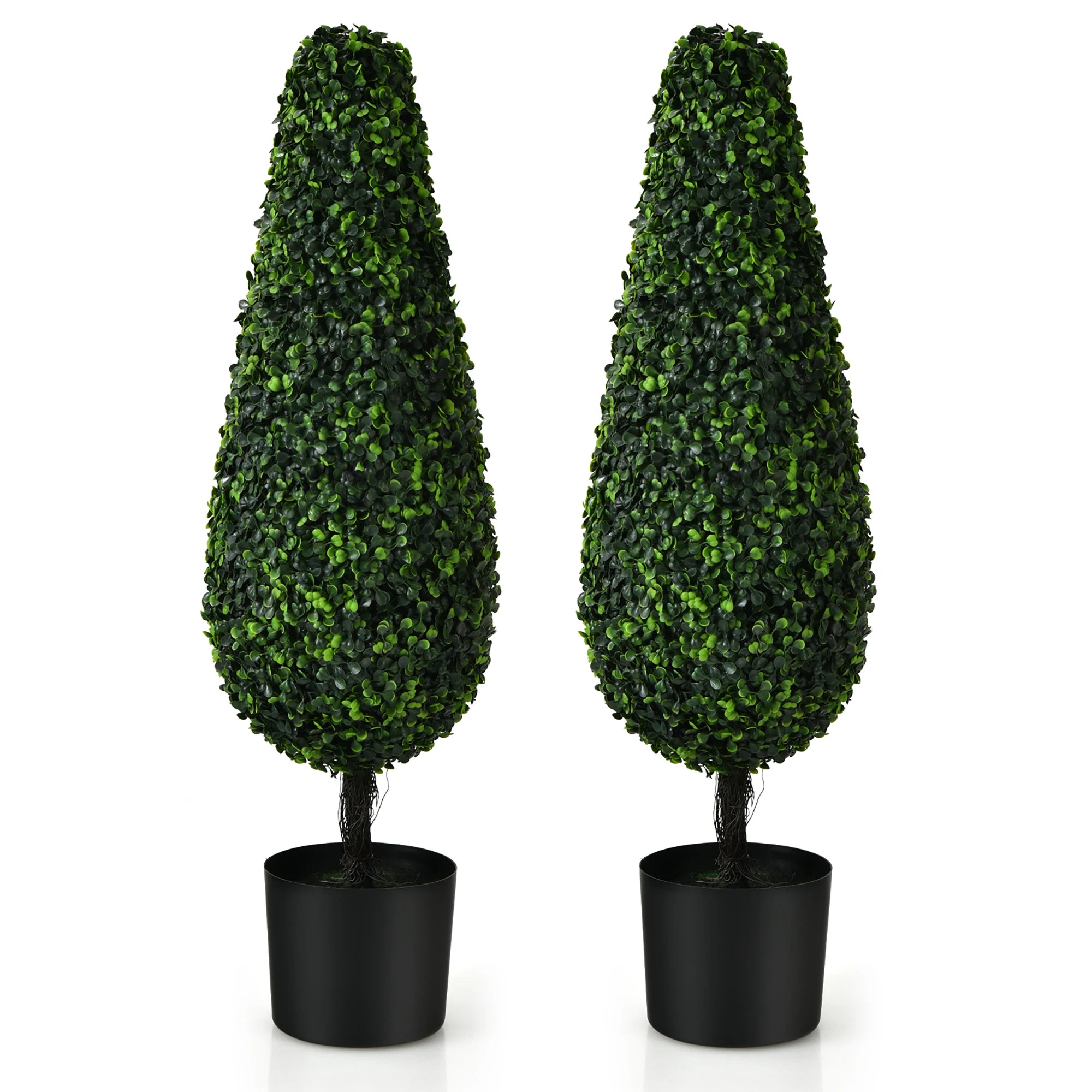 2 Pack 3FT Artificial Tower Topiary Tree UV Resistant Indoor Outdoor