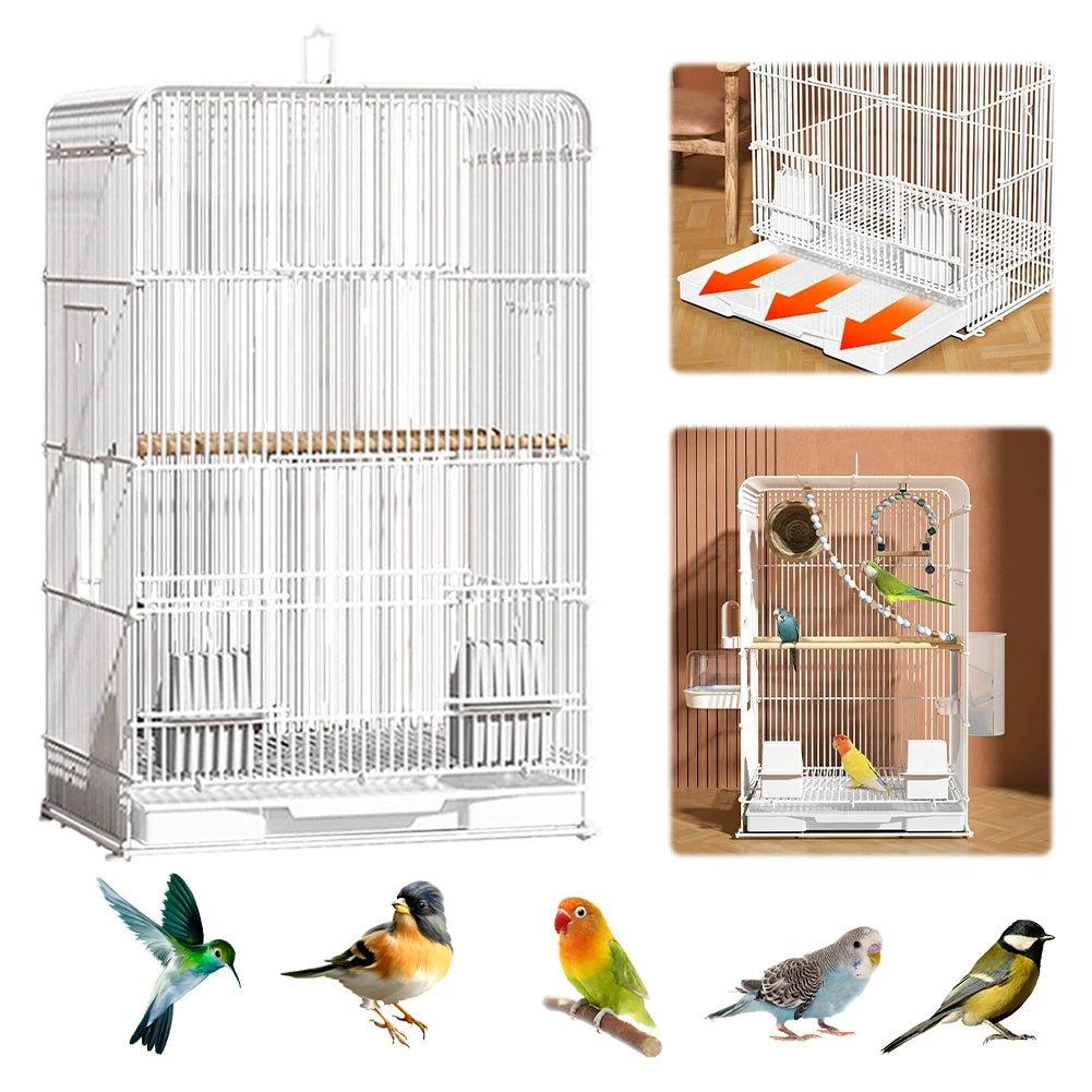 40x30cm Household Birdcage Metal Bird Cage Birds Breeding Cage With Bottom Removable Tray For Indoor Outdoor Home Bird Feeding
