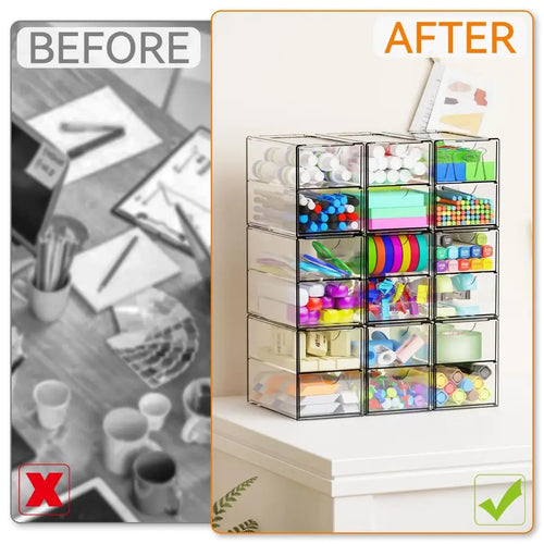 9-Pack Clear Acrylic Storage Organizers with 18 Drawers