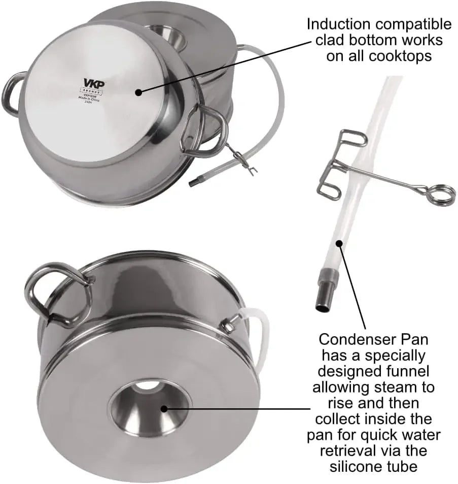 Little Creek Stainless Steel Water Distiller, 2 Gallon Capacity, Works on all Stovetops