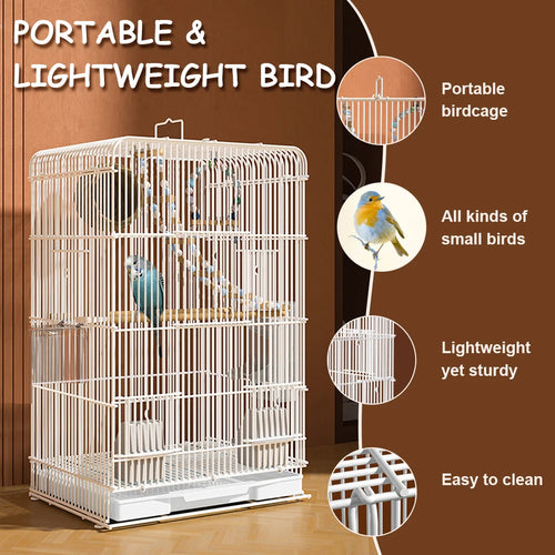 40x30cm Household Birdcage Metal Bird Cage Birds Breeding Cage With Bottom Removable Tray For Indoor Outdoor Home Bird Feeding