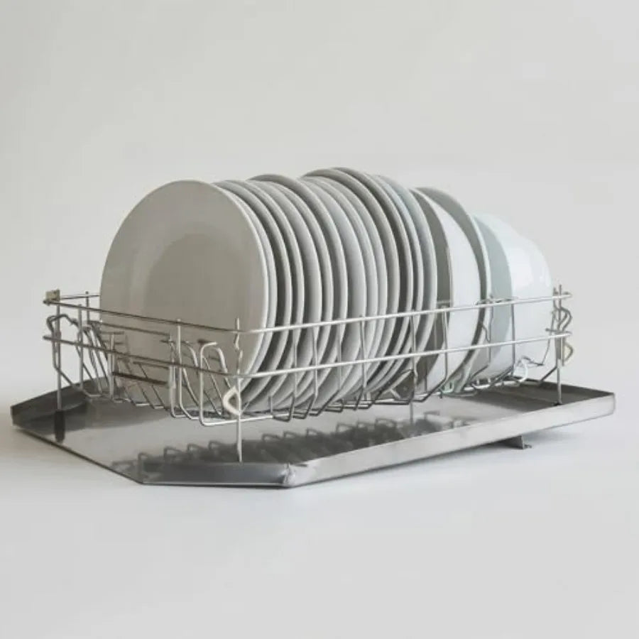 Stainless Steel Dish Drain Rack with End Opening for Sink Countertop Rustproof Utensil Drying Rack in Silver Finish Efficient W