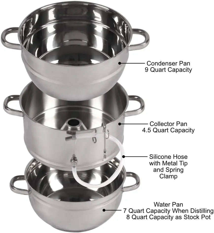 Little Creek Stainless Steel Water Distiller, 2 Gallon Capacity, Works on all Stovetops