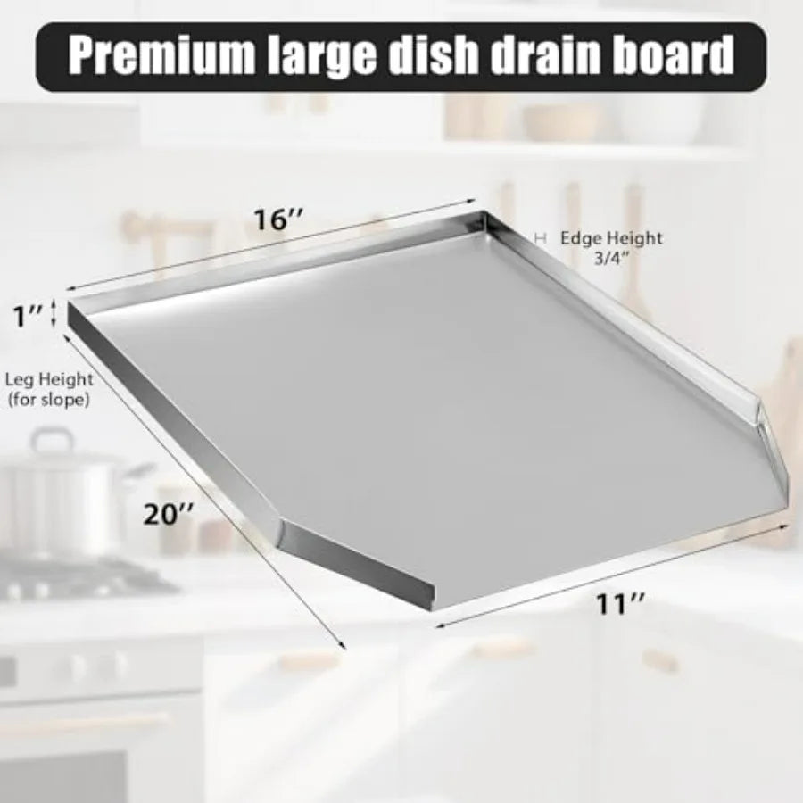 Stainless Steel Dish Drain Rack with End Opening for Sink Countertop Rustproof Utensil Drying Rack in Silver Finish Efficient W